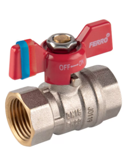 ZAWÓR KULOWY 1/2" Z MOTYLKIEM (NAK-NAK) F-COMFORT KFCM1 FERRO