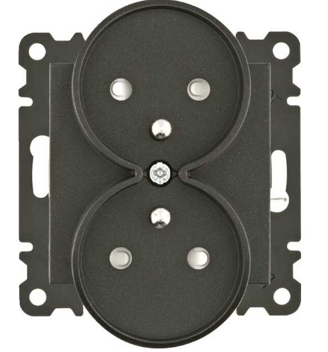 GNIAZDO PODWÓJNE LUMINA Z UZIEMIENIEM BEZ RAMKI CZARNY WL1343 HAGER