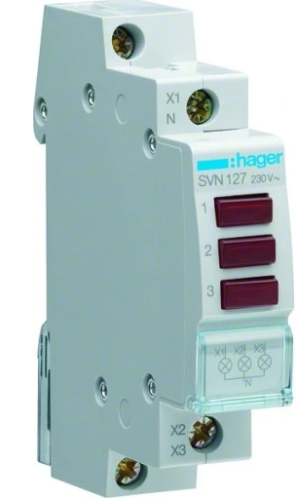 LAMPKA SYGNALIZACYJNA POTRÓJNA LED CZERWONA 230VAC SVN127 HAGER