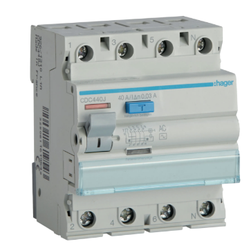 WYŁĄCZNIK RÓŻNICOWOPRĄDOWY RCCB 3P+N 40A 30mA 6kA AC CDC440J HAGER