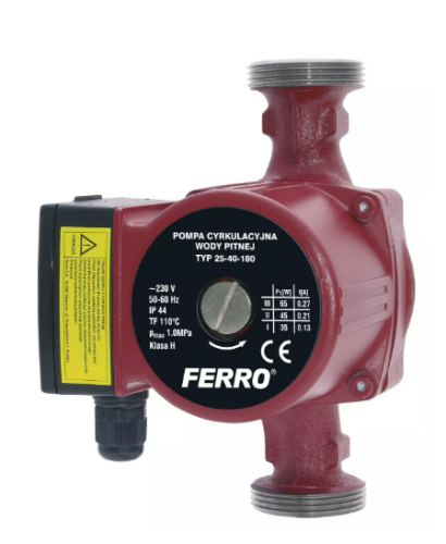 POMPA CYRKULACYJNA WODY PITNEJ 25-40-180 IP44 0201W FERRO