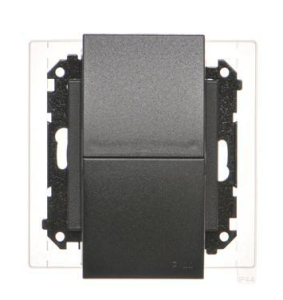 GNIAZDO PODWÓJNE SIMON55 Z UZIEMIENIEM Z KLAPKĄ CZARNY MAT TGZ2BMCZ.01/149 SIMON