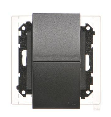 GNIAZDO PODWÓJNE SIMON55 Z UZIEMIENIEM Z KLAPKĄ CZARNY MAT TGZ2BMCZ.01/149 SIMON