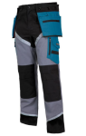 SPODNIE ROBOCZE 270g rozm.3XL CZARNO-SZARO-TURKUSOWE Z ODBLASKAMI L4050206 LAHTI PRO PROFIX