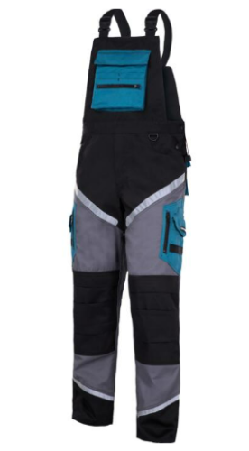 SPODNIE ROBOCZE OGRODNICZKI 270g rozm.2XL CZARNO-SZARY TURKUSOWE WSTAWKI L4060205 LAHTI PRO PROFIX