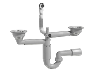 SYFON ZLEWOZMYWAKOWY 40/53mm P-LOC PODWÓJNY TELESKOPOWY Z PODŁĄCZENIEM DO PRALKI I ZMYWARKI SZARY PL2-D9C45-01PL PREVEX