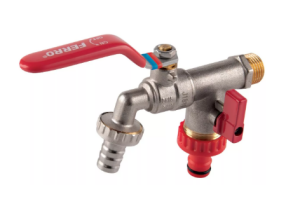 ZAWÓR KULOWY CZERPALNY Z DWOMA PRZYŁĄCZAMI 3/4" 1/2" F-COMFORT KCD1 FERRO