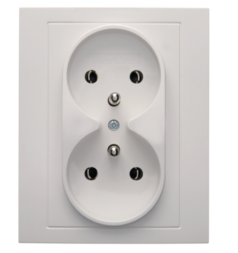 GNIAZDO PODWÓJNE B.KWADRAT Z UZIEMIENIEM BIAŁY 5361838989 HAGER