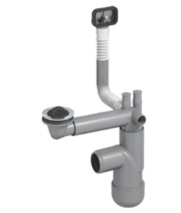 SYFON ZLEWOZMYWAKOWY 40/50mm BUTELKOWY Z PODŁĄCZENIEM DO PRALKI I ZMYWARKI SZARY FL1-D5SNA-01PL PREVEX