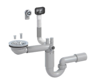 SYFON ZLEWOZMYWAKOWY 40/50mm P-LOC TELESKOPOWY Z PODŁĄCZENIEM DO PRALKI I ZMYWARKI SZARY PL1-D9C45-01PL PREVEX