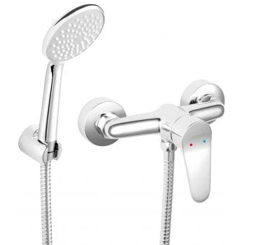 BATERIA PRYSZNICOWA ŚCIENNA Z ZESTAWEM CHROM BIS77 ISSO FERRO